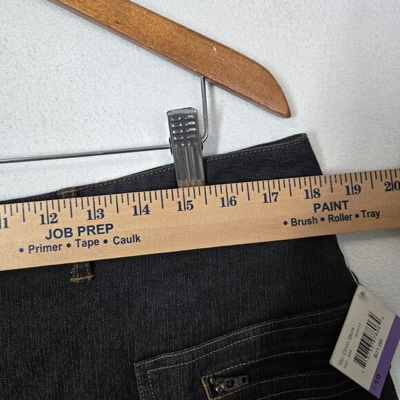 VTG Emergency Exit Denim Jean Skirt sz 19 (2X) Blue A-Line Zip Pockets - Picture 10 of 13
